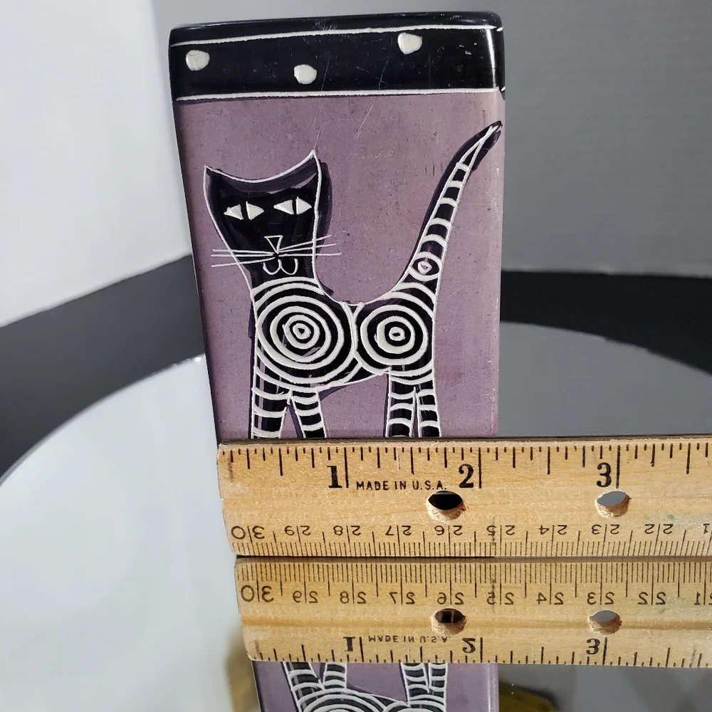 Cat Vase / pencil / pen holder L👀K Carved Soapstone Kenya Kissii Tribe Africa